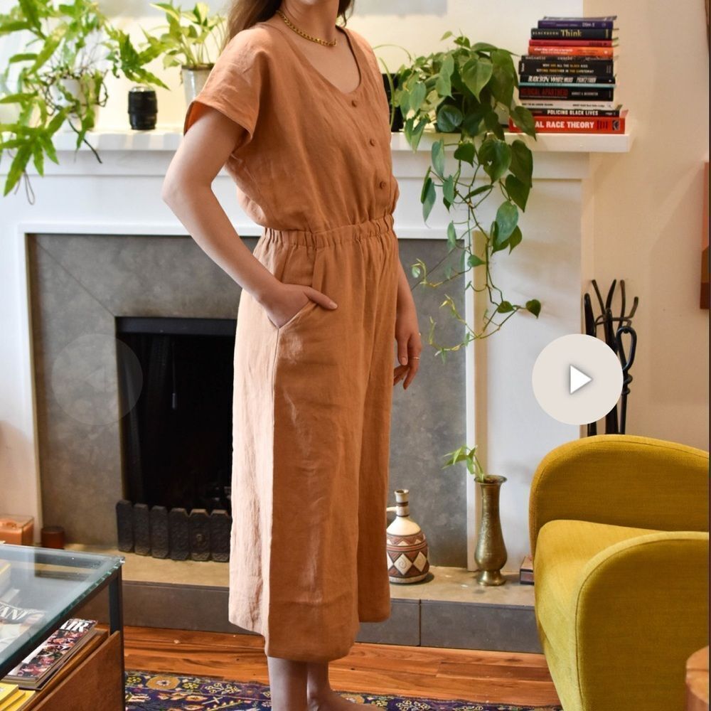 Eve Gravel Rosie Linen Jumpsuit in burnt orange XS